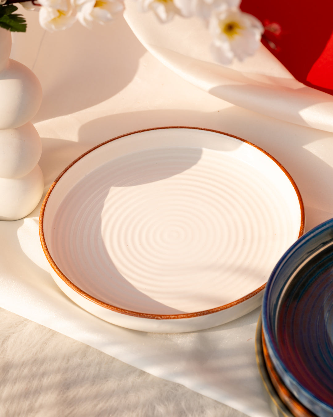 HEART AND HOMES Spiral Glazed Ceramic Pasta Plate