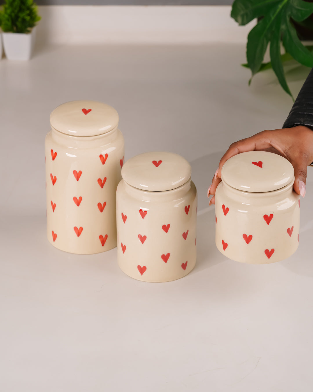 Heart & Homes Ceramic Airtight Storage Jars – Set of 3