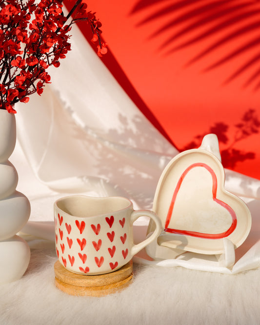 HEART AND HOMES Handcrafted Love Ceramic Cup & Saucer Set