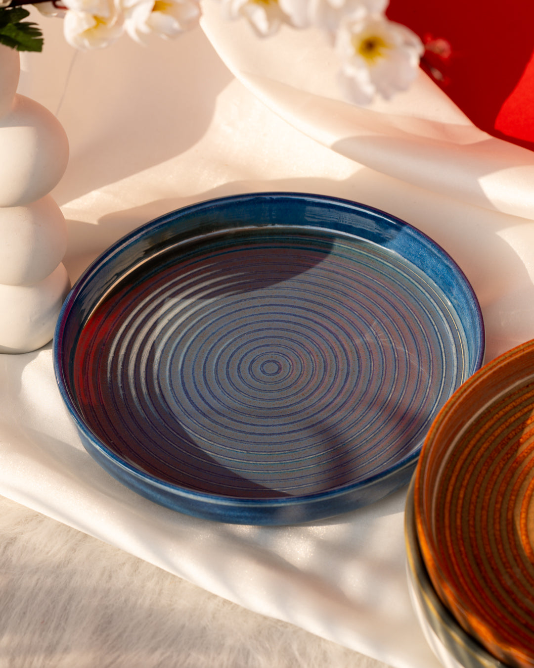 HEART AND HOMES Spiral Glazed Ceramic Pasta Plate