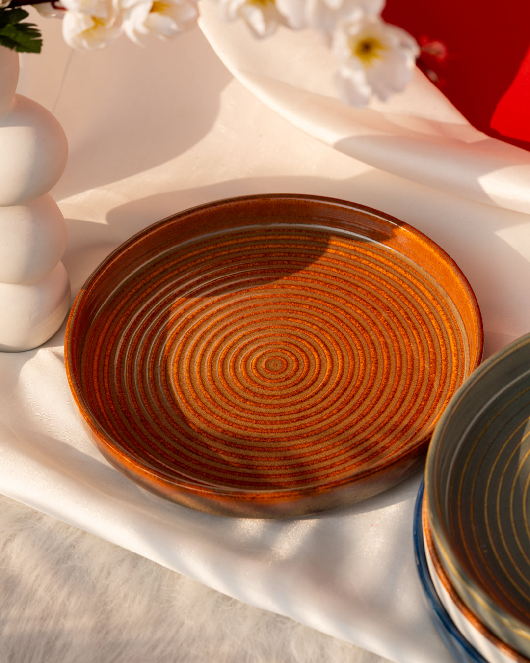 HEART AND HOMES Spiral Glazed Ceramic Pasta Plate