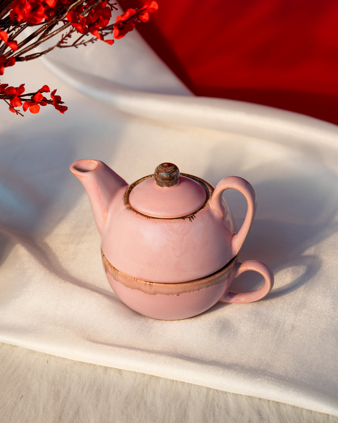 Heart and Homes Handcrafted Ceramic Tea Set - Combo (Kettle & Cup Duo)