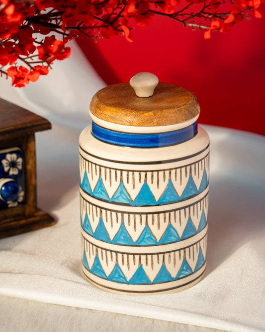 Heart and Homes Handcrafted Charm - Airtight Ceramic Jar with Wooden Lid