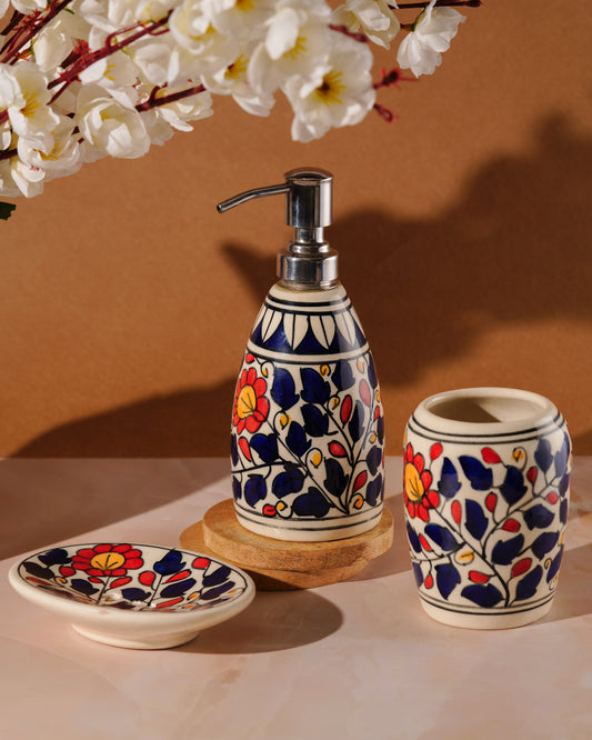 HEART AND HOMES Elegant Ceramic Bathroom Set – 3-Piece Collection