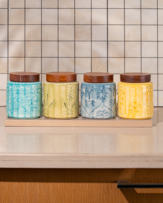 Heart & Homes Hand-Embossed Ceramic Airtight Jars