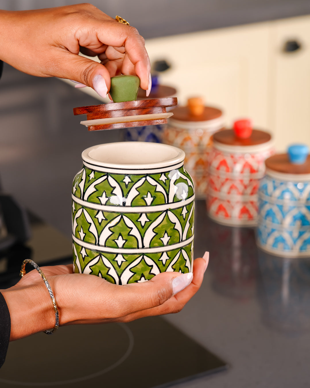 Heart and Homes Royal Mughal Hand painted Ceramic Storage Jar - 500ml