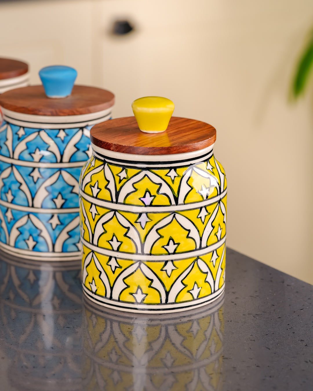 Heart and Homes Royal Mughal Hand painted Ceramic Storage Jar - 500ml