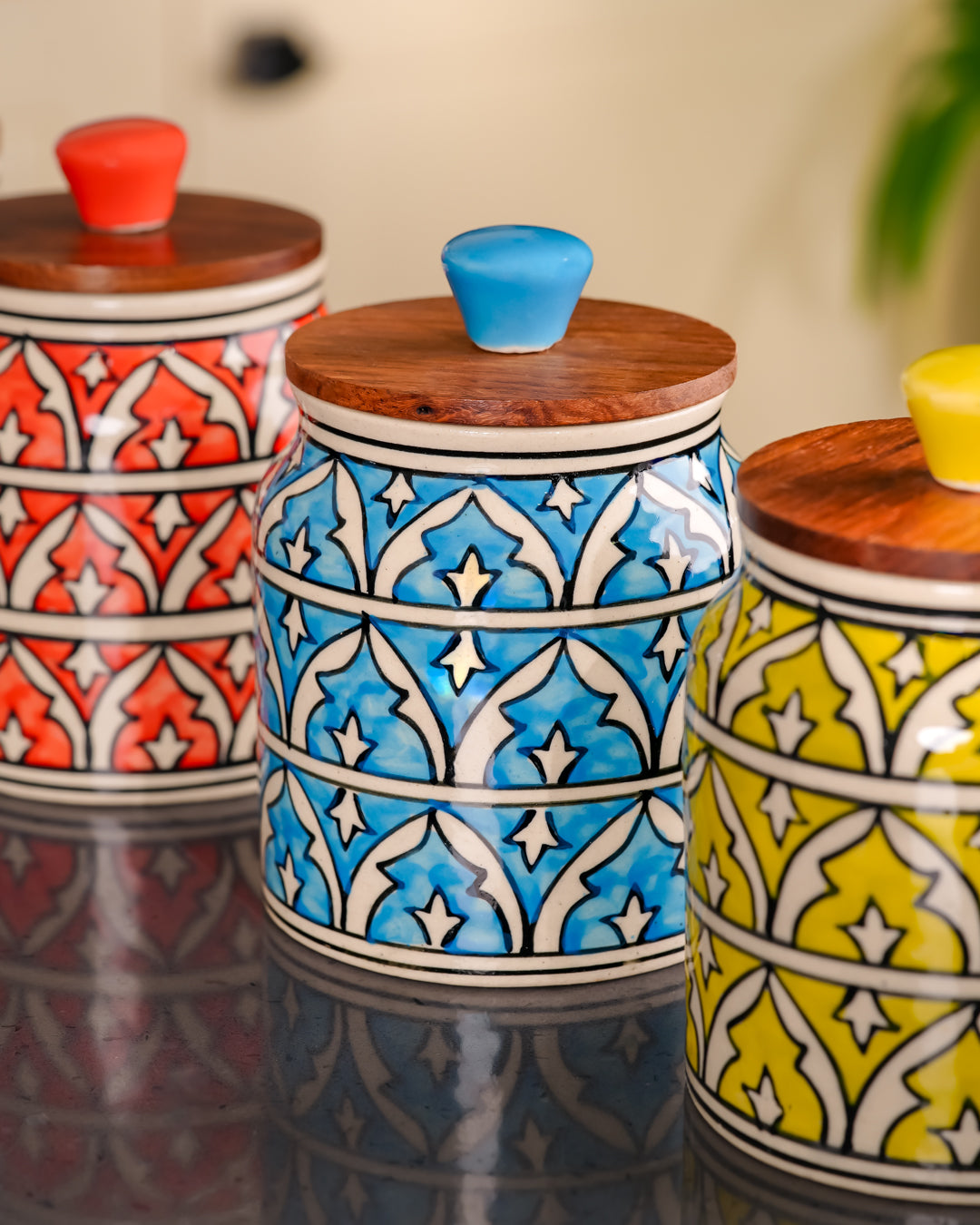 Heart and Homes Royal Mughal Hand painted Ceramic Storage Jar - 500ml