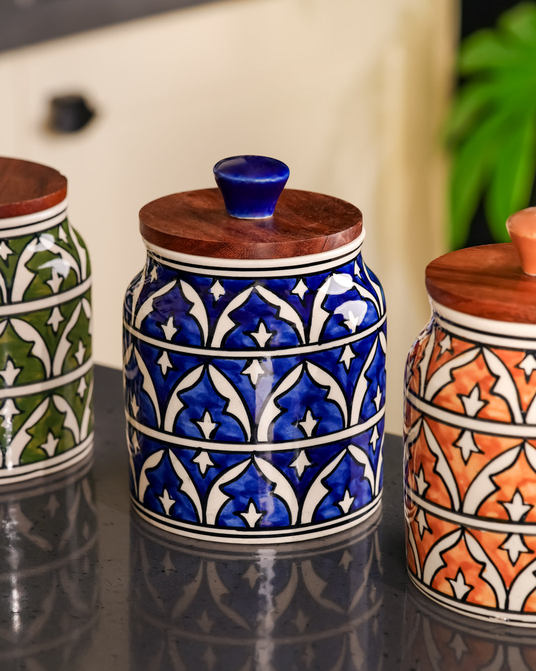 Heart and Homes Royal Mughal Hand painted Ceramic Storage Jar - 500ml