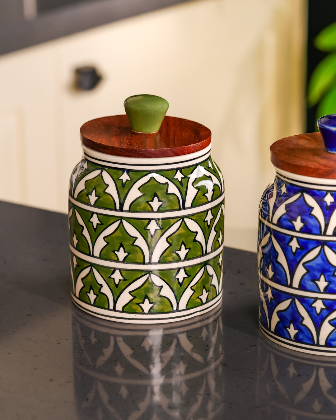 Heart and Homes Royal Mughal Hand painted Ceramic Storage Jar - 500ml